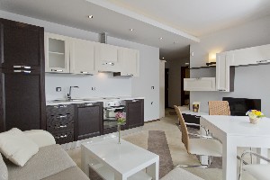 Living room at one bedroom apartment