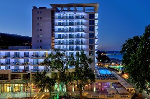 Hotel exterior by night