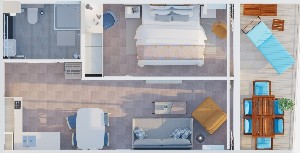 1 Bedroom Apartment (SeaView, Balcony)