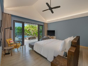 1 king bed + 1 sofa bed or 1 crib