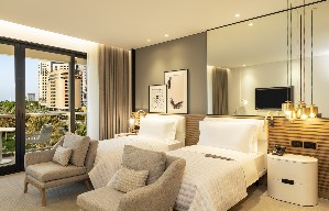 Modern room with panoramic views.