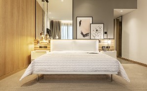 Modern room with panoramic views.