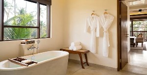 Spacious rooms, private pool, serene garden views.